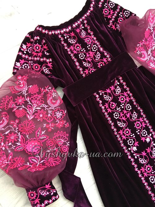 Exclusive embroidered dress made of velvet "Madeira"