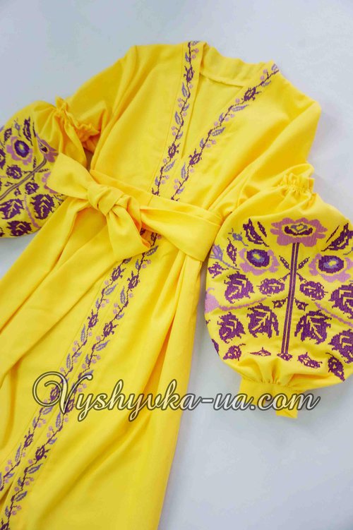 Dress-embroidery in the style of boho "Yellow refinement"
