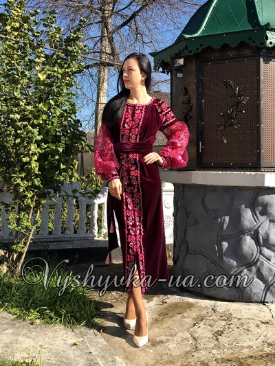Exclusive embroidered dress made of velvet "Madeira"