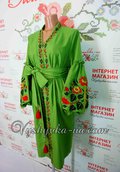 Embroidered dress in Bocho style "Green elegance"