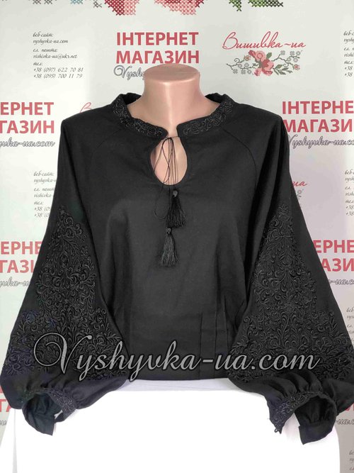 Women's embroidered shirt in the style of boho "Night Swallow"