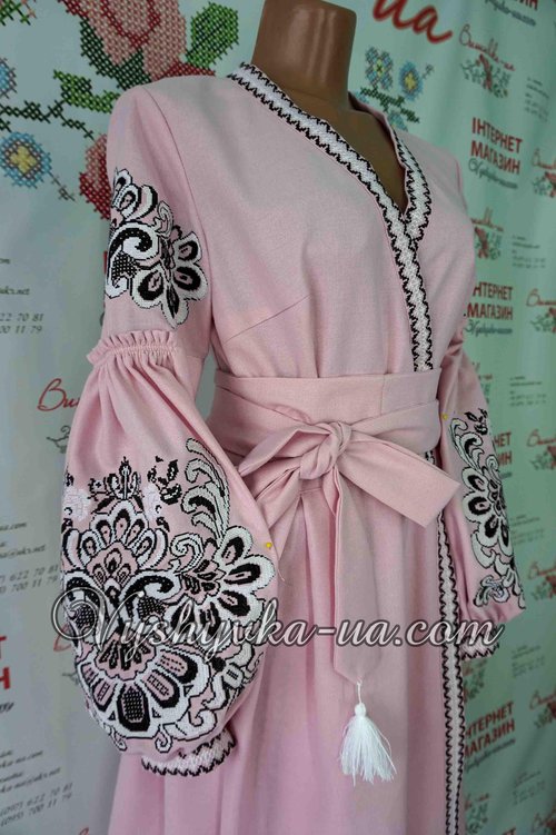 Embroidered bouxu style dress "Pink Firebird"
