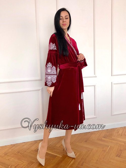 Velvet dress in the style of boho "Burgundy"