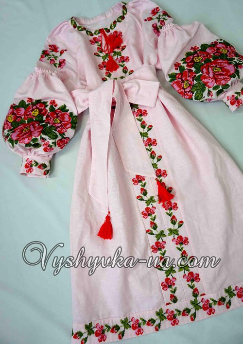 Embroidered dress in Bocho style "Queen of Flowers"
