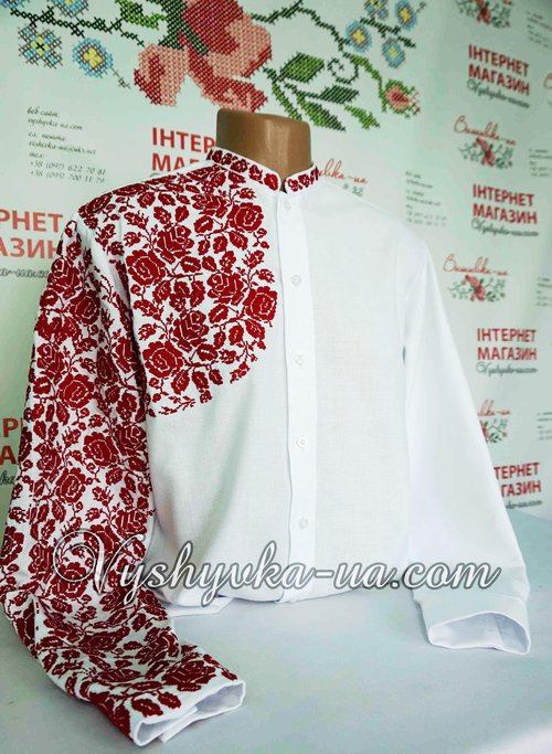 Men's shirt-embroidery "Prestige red"