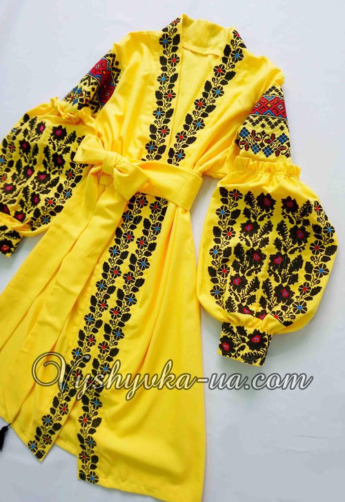 Embroidered dress in bocho style "Yantar"