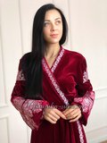 Оксамитова вишита сукня в стилі бохо «Бургунді»