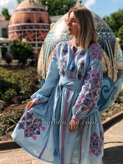 Вишита сукня в стилі бохо «Блакитна даль»