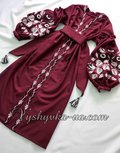 Embroidered dress in Bocho style "Bordeaux refinement"