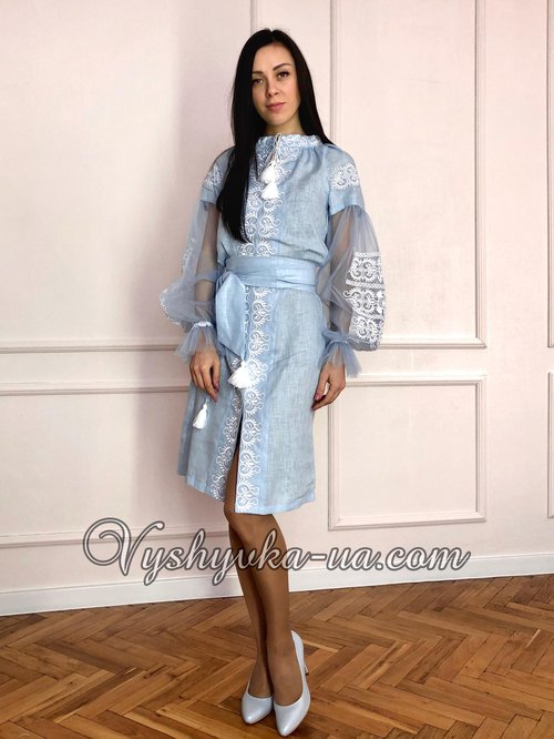 Embroidered dress in the style of boho "Azure"