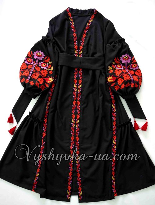 Embroidered dress in Bocho style "Song of the Wind"
