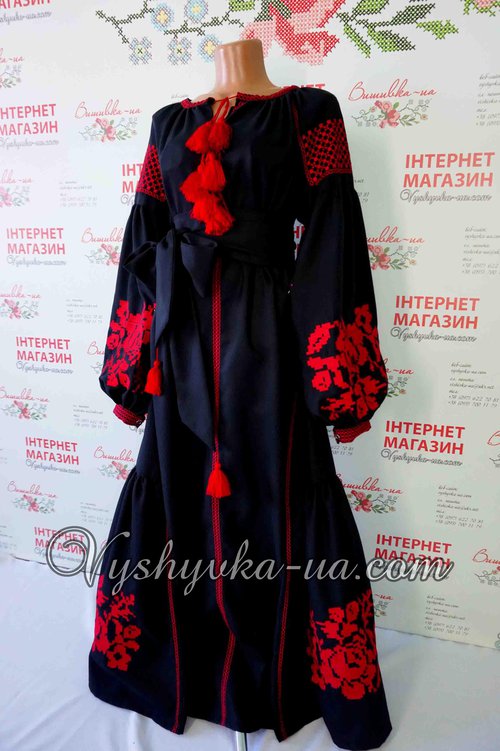 Embroidered dress in Bocho style "Magic Rose"