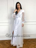 Жіноча вишита сукня з фатіновою накидкою «Лебідка»