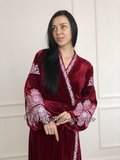 Оксамитова вишита сукня в стилі бохо «Бургунді»